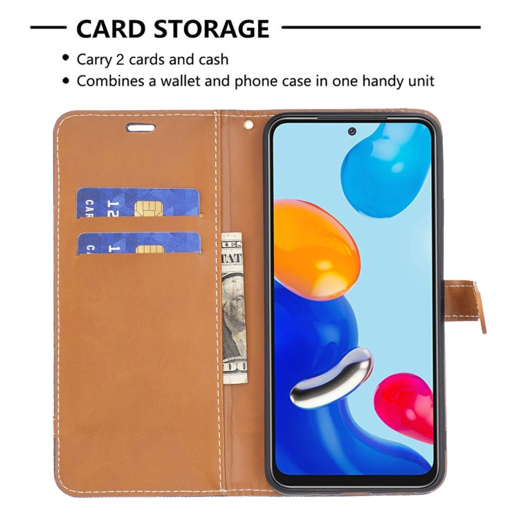 For Xiaomi Redmi Note 12S 4G / Note 11 Color Block Denim Texture Leather Phone Case