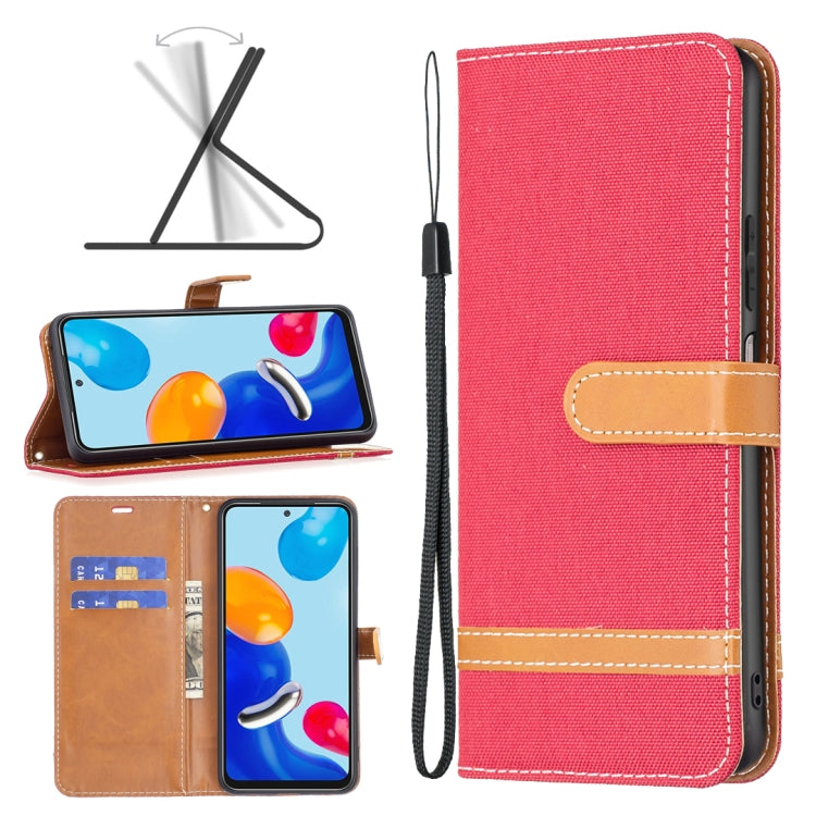 For Xiaomi Redmi Note 12S 4G / Note 11 Color Block Denim Texture Leather Phone Case