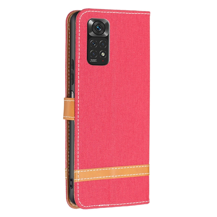 For Xiaomi Redmi Note 12S 4G / Note 11 Color Block Denim Texture Leather Phone Case