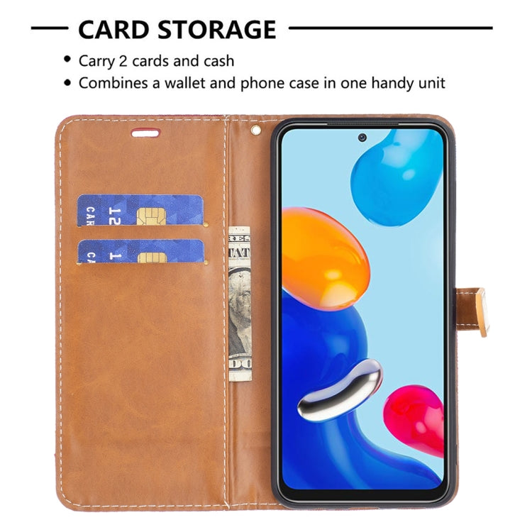 For Xiaomi Redmi Note 12S 4G / Note 11 Color Block Denim Texture Leather Phone Case