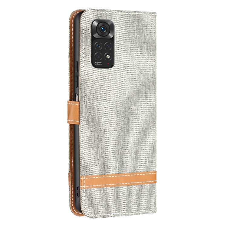 For Xiaomi Redmi Note 12S 4G / Note 11 Color Block Denim Texture Leather Phone Case