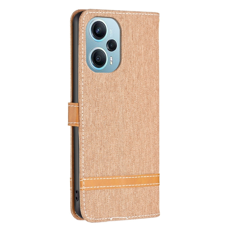 For Xiaomi Poco F5 5G / Redmi Note 12 Turbo Color Block Denim Texture Leather Phone Case
