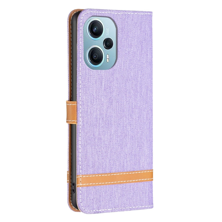 For Xiaomi Poco F5 5G / Redmi Note 12 Turbo Color Block Denim Texture Leather Phone Case