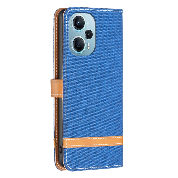 For Xiaomi Poco F5 5G / Redmi Note 12 Turbo Color Block Denim Texture Leather Phone Case