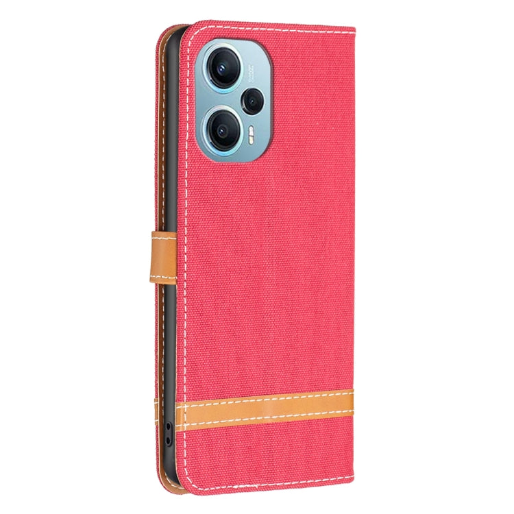 For Xiaomi Poco F5 5G / Redmi Note 12 Turbo Color Block Denim Texture Leather Phone Case
