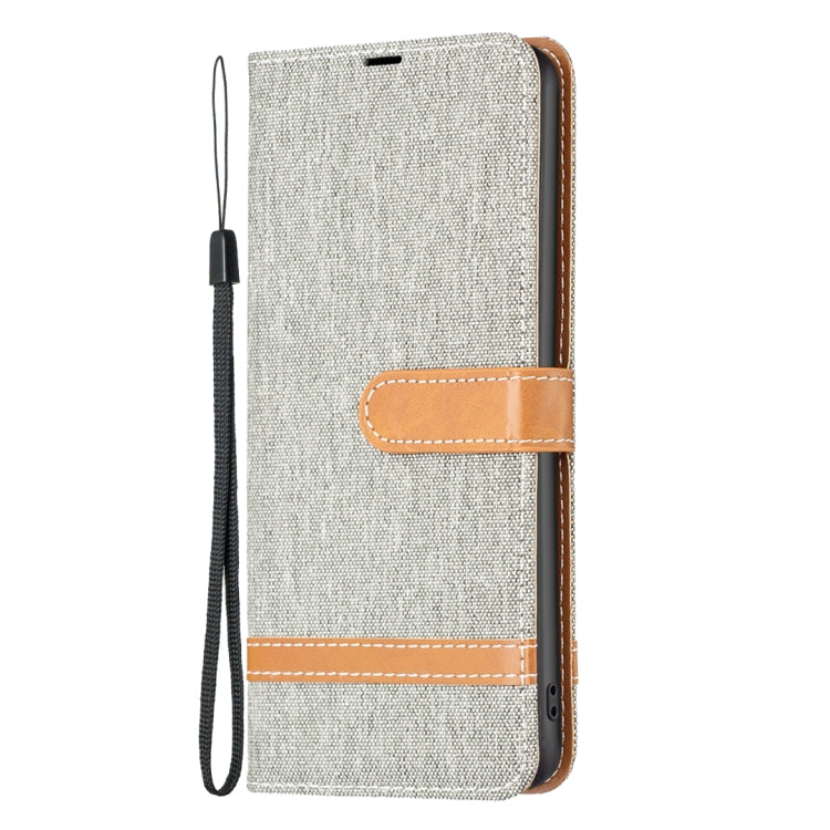 For Xiaomi Poco F5 5G / Redmi Note 12 Turbo Color Block Denim Texture Leather Phone Case