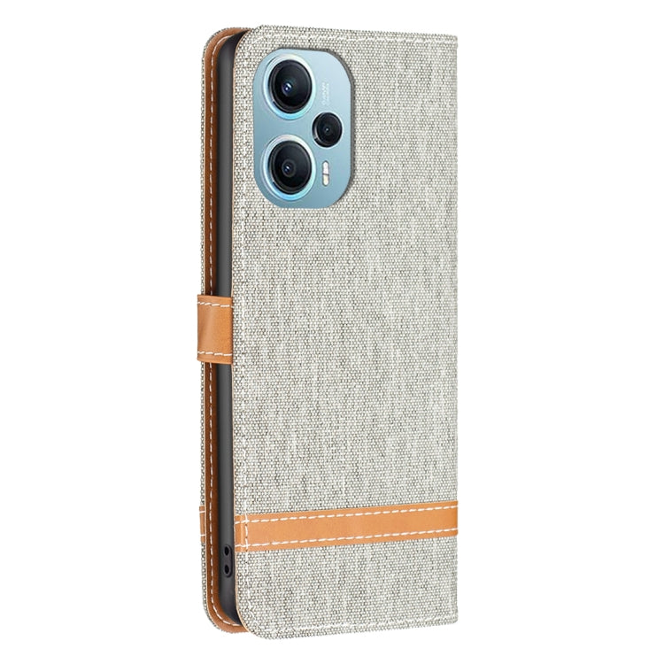 For Xiaomi Poco F5 5G / Redmi Note 12 Turbo Color Block Denim Texture Leather Phone Case