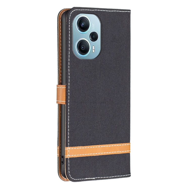 For Xiaomi Poco F5 5G / Redmi Note 12 Turbo Color Block Denim Texture Leather Phone Case