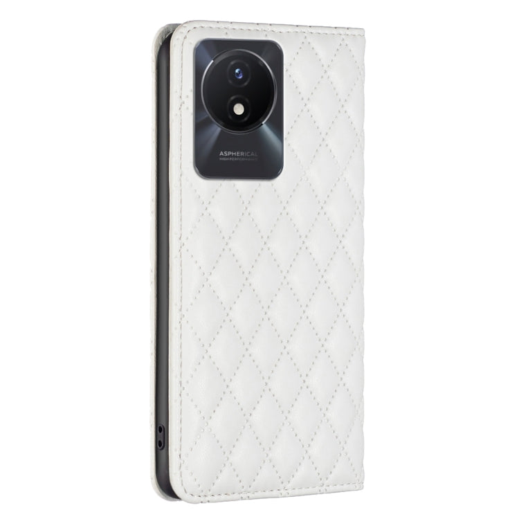 For vivo Y02 4G Diamond Lattice Magnetic Leather Flip Phone Case