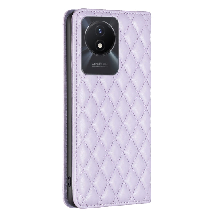 For vivo Y02 4G Diamond Lattice Magnetic Leather Flip Phone Case