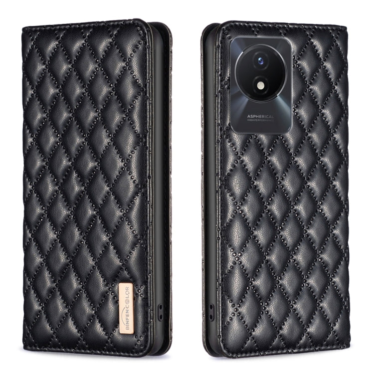 For vivo Y02 4G Diamond Lattice Magnetic Leather Flip Phone Case