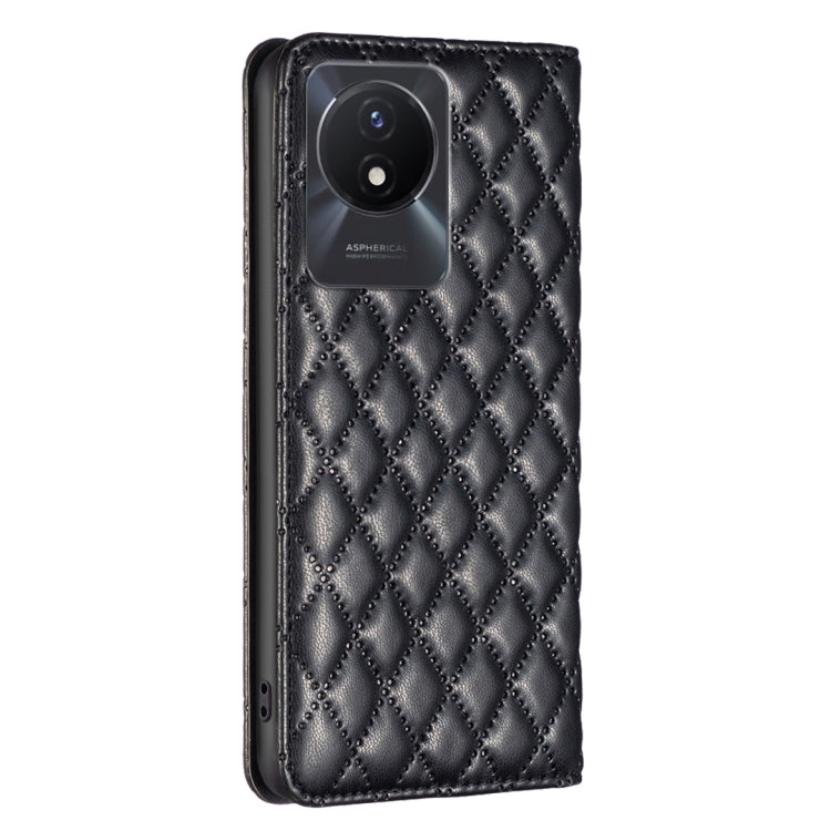 For vivo Y02 4G Diamond Lattice Magnetic Leather Flip Phone Case