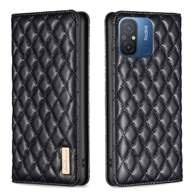 For Xiaomi Redmi 12C Diamond Lattice Magnetic Leather Flip Phone Case