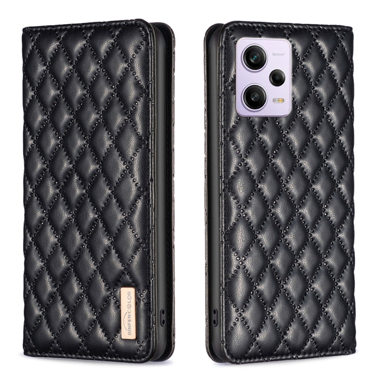 For Xiaomi Redmi Note 12 Pro+ Global Diamond Lattice Magnetic Leather Flip Phone Case