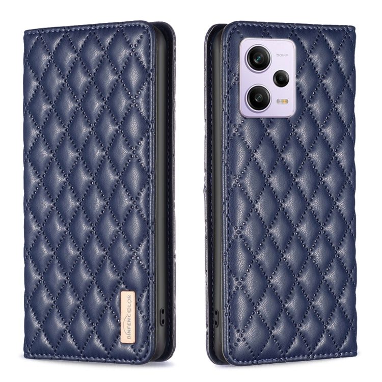 For Xiaomi Redmi Note 12 Pro 5G Global Diamond Lattice Magnetic Leather Flip Phone Case