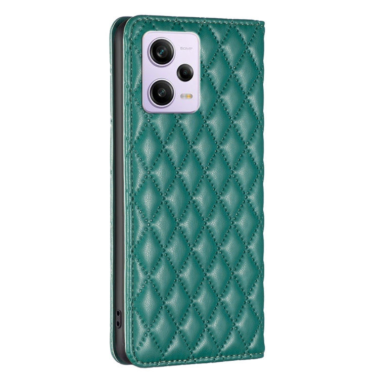 For Xiaomi Redmi Note 12 Pro 5G Global Diamond Lattice Magnetic Leather Flip Phone Case