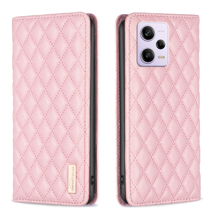 For Xiaomi Redmi Note 12 Pro 5G Global Diamond Lattice Magnetic Leather Flip Phone Case