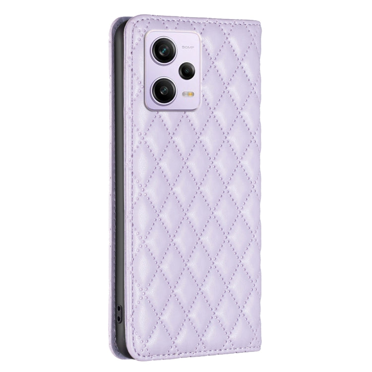 For Xiaomi Redmi Note 12 Pro 5G Global Diamond Lattice Magnetic Leather Flip Phone Case