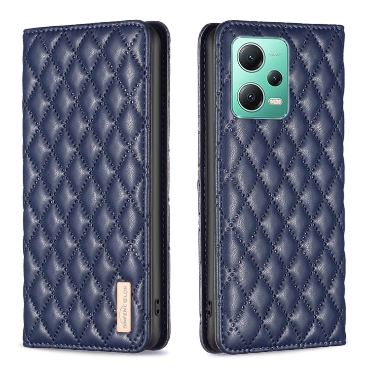 For Xiaomi Redmi Note 12 Global Diamond Lattice Magnetic Leather Flip Phone Case
