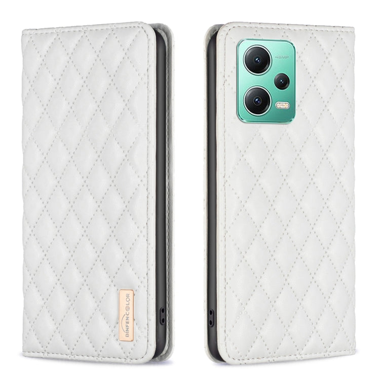 For Xiaomi Redmi Note 12 Global Diamond Lattice Magnetic Leather Flip Phone Case