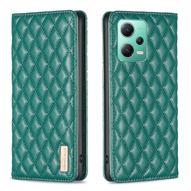 For Xiaomi Redmi Note 12 Global Diamond Lattice Magnetic Leather Flip Phone Case