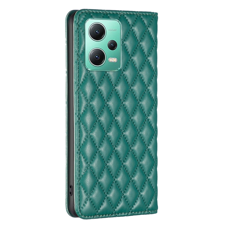 For Xiaomi Redmi Note 12 Global Diamond Lattice Magnetic Leather Flip Phone Case