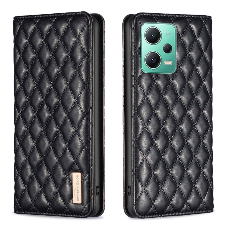 For Xiaomi Redmi Note 12 Global Diamond Lattice Magnetic Leather Flip Phone Case