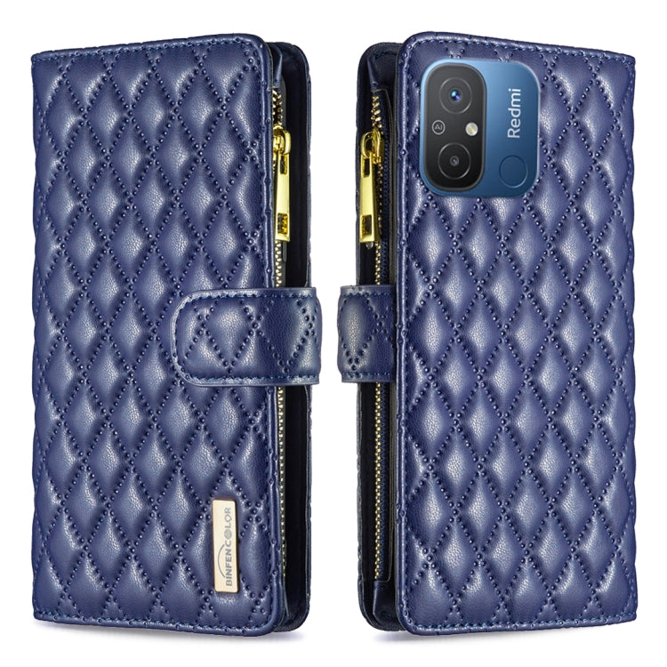 For Xiaomi Redmi 12C Diamond Lattice Zipper Wallet Leather Flip Phone Case
