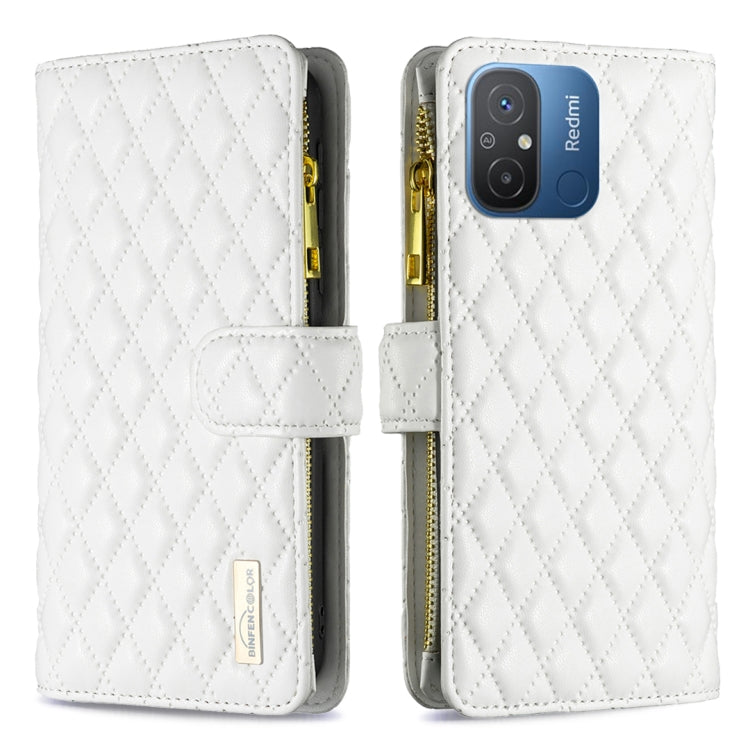 For Xiaomi Redmi 12C Diamond Lattice Zipper Wallet Leather Flip Phone Case