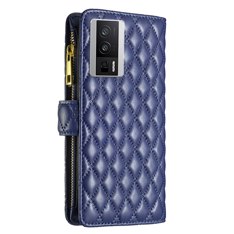 For Xiaomi Redmi K60 / K60 Pro Diamond Lattice Zipper Wallet Leather Flip Phone Case