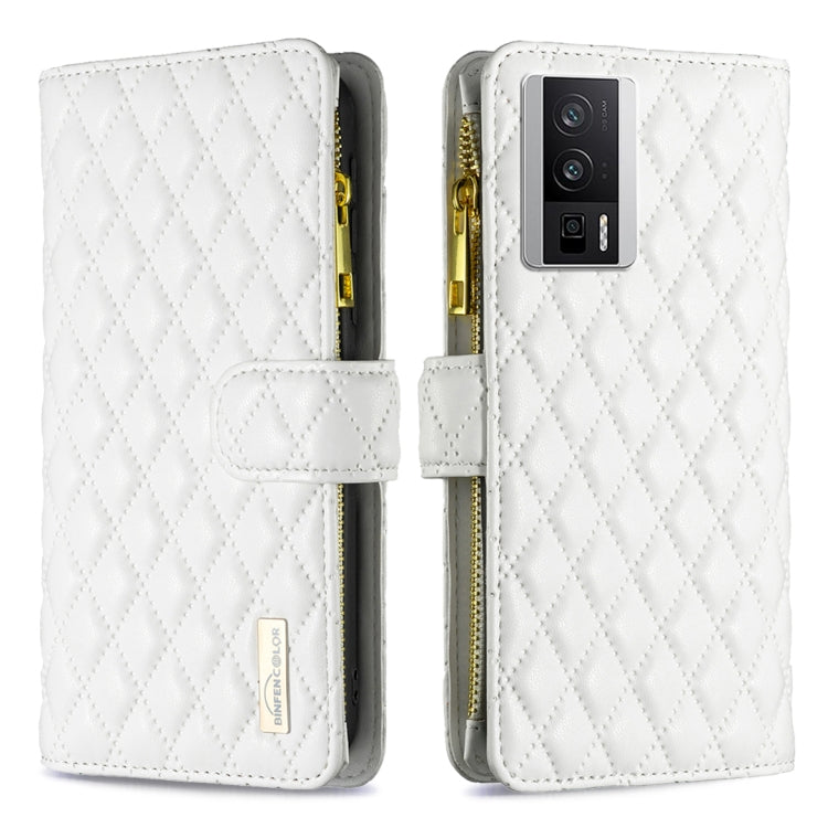 For Xiaomi Redmi K60 / K60 Pro Diamond Lattice Zipper Wallet Leather Flip Phone Case