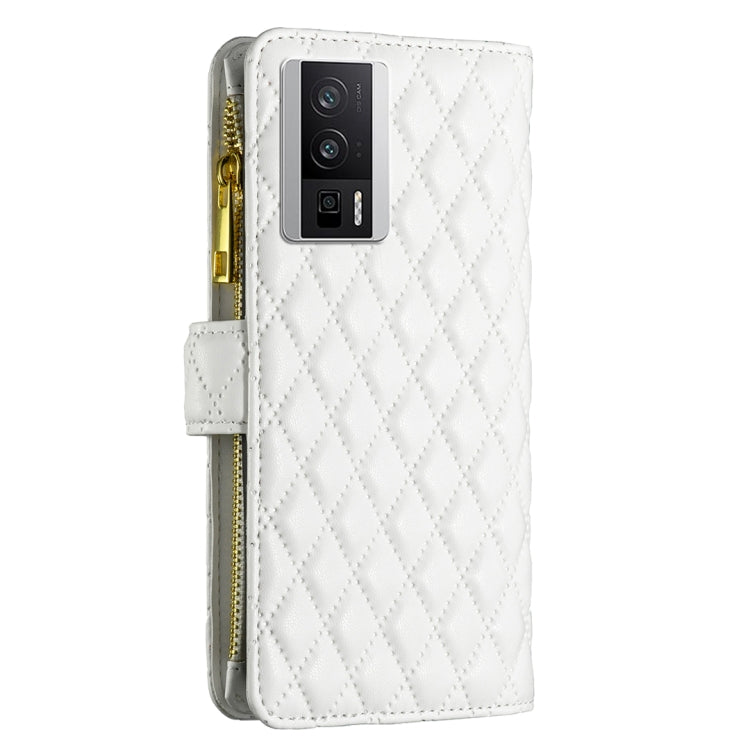 For Xiaomi Redmi K60 / K60 Pro Diamond Lattice Zipper Wallet Leather Flip Phone Case