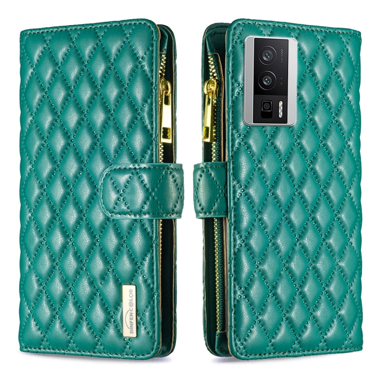 For Xiaomi Redmi K60 / K60 Pro Diamond Lattice Zipper Wallet Leather Flip Phone Case