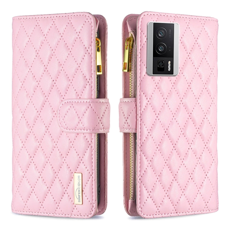 For Xiaomi Redmi K60 / K60 Pro Diamond Lattice Zipper Wallet Leather Flip Phone Case