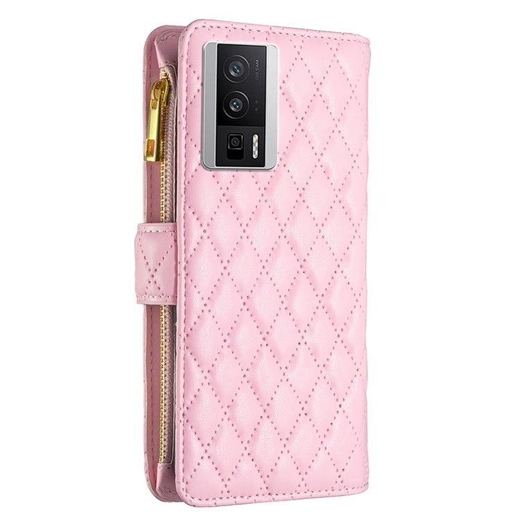 For Xiaomi Redmi K60 / K60 Pro Diamond Lattice Zipper Wallet Leather Flip Phone Case