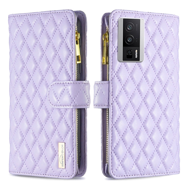 For Xiaomi Redmi K60 / K60 Pro Diamond Lattice Zipper Wallet Leather Flip Phone Case