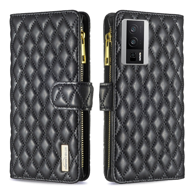 For Xiaomi Redmi K60 / K60 Pro Diamond Lattice Zipper Wallet Leather Flip Phone Case