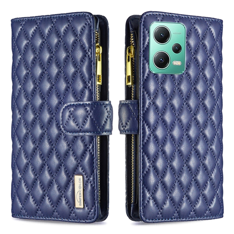 For Xiaomi Redmi Note 12 Global Diamond Lattice Zipper Wallet Leather Flip Phone Case