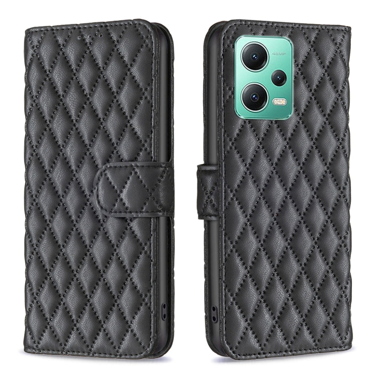 For Xiaomi Redmi Note 12 Global Diamond Lattice Wallet Leather Flip Phone Case