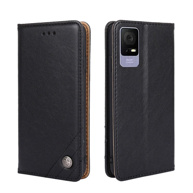 For TCL 405 / 406 / 408 Non-Magnetic Retro Texture Horizontal Flip Leather Case