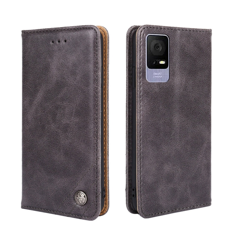 For TCL 405 / 406 / 408 Non-Magnetic Retro Texture Horizontal Flip Leather Case