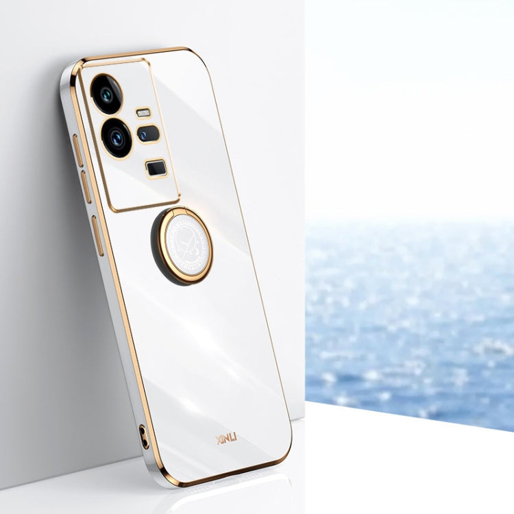 For vivo iQOO 11 Pro 5G XINLI Straight Edge 6D Electroplate TPU Phone Case with Ring Holder