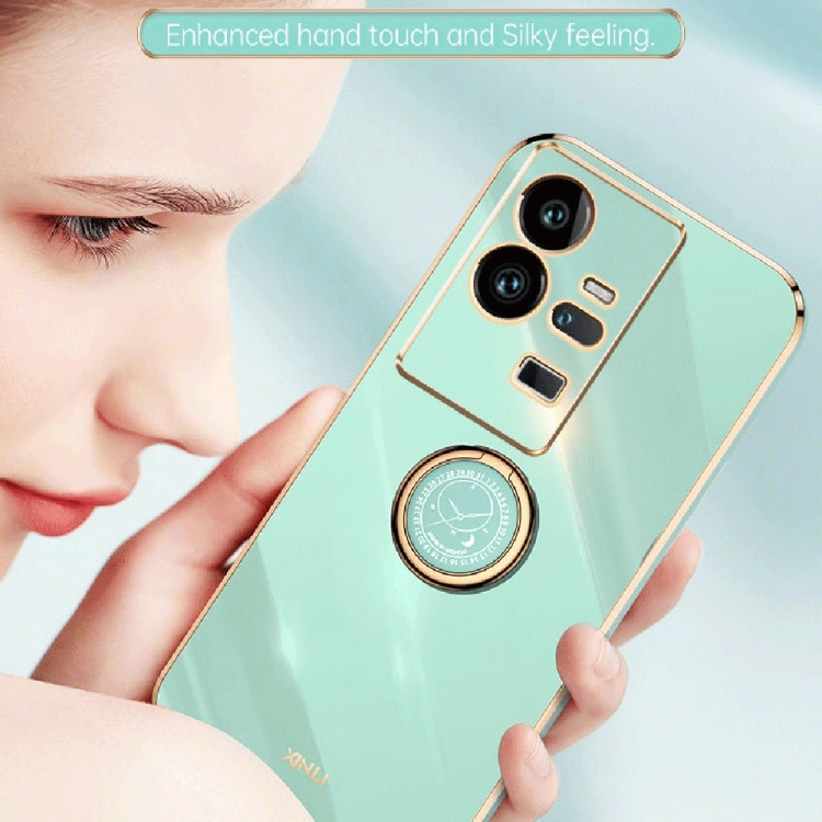 For vivo iQOO 11 Pro 5G XINLI Straight Edge 6D Electroplate TPU Phone Case with Ring Holder