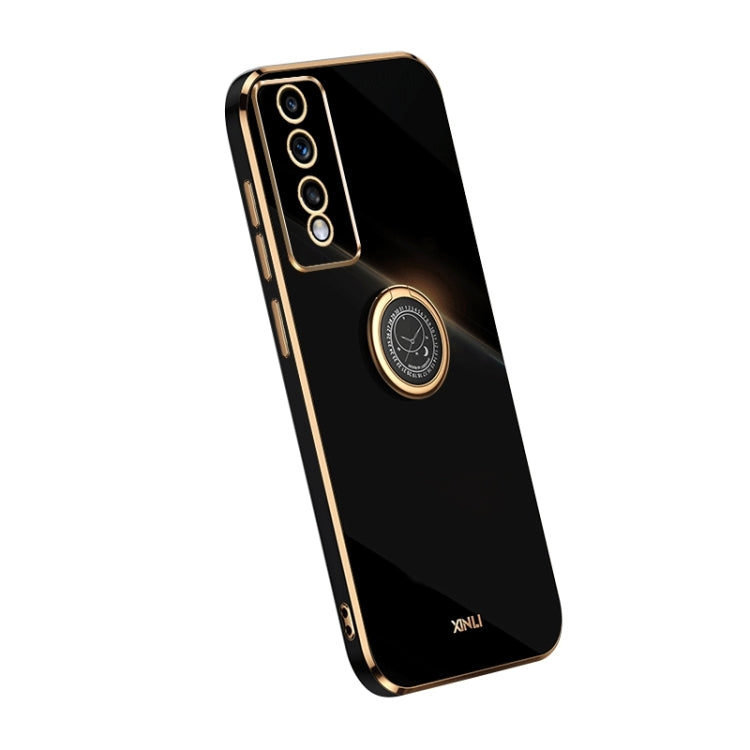For Honor 80 GT 5G XINLI Straight Edge 6D Electroplate TPU Phone Case with Ring Holder