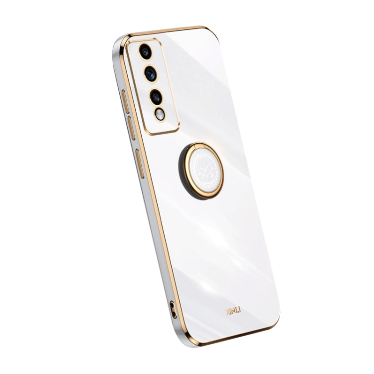 For Honor 80 GT 5G XINLI Straight Edge 6D Electroplate TPU Phone Case with Ring Holder
