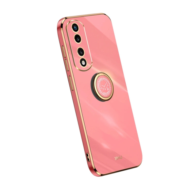 For Honor 80 Pro Flat XINLI Straight Edge 6D Electroplate TPU Phone Case with Ring Holder