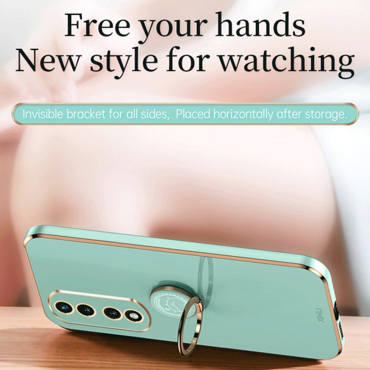 For Honor 80 Pro Flat XINLI Straight Edge 6D Electroplate TPU Phone Case with Ring Holder