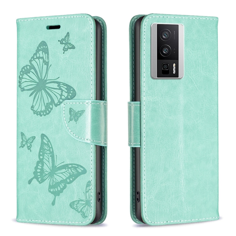 For Xiaomi Redmi K60 / K60 Pro Embossing Two Butterflies Pattern Leather Phone Case