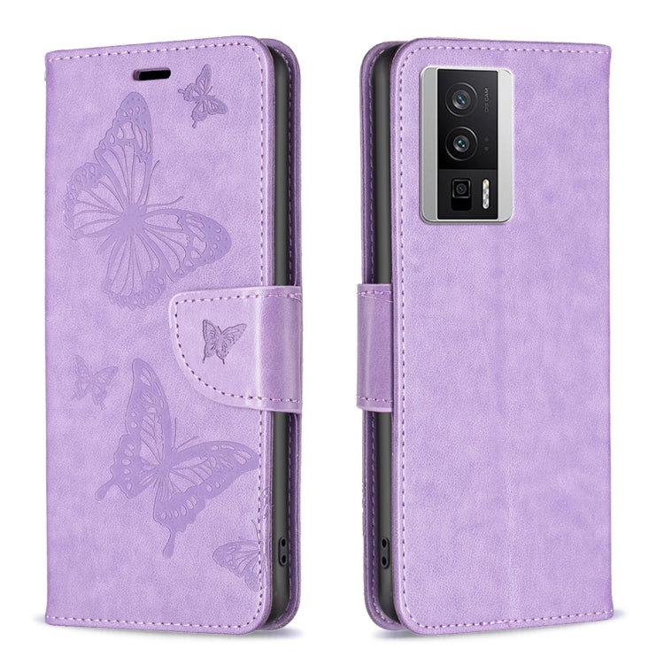 For Xiaomi Redmi K60 / K60 Pro Embossing Two Butterflies Pattern Leather Phone Case
