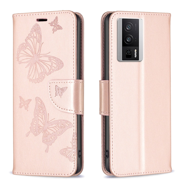 For Xiaomi Redmi K60 / K60 Pro Embossing Two Butterflies Pattern Leather Phone Case